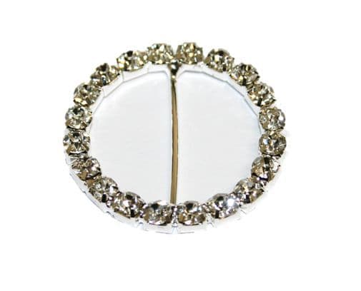 2pcs x 33mm Silver plated round shape slider with rhinestone - C8010019