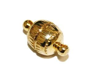 2pcs x 8*5mmmm Gold ribbed magnetic clasp - WC257 - 4002057