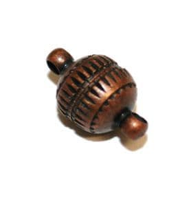 2pcs X Antique copper colour oval ribbed magnetic clasp - S.F – WC190 - 4002055