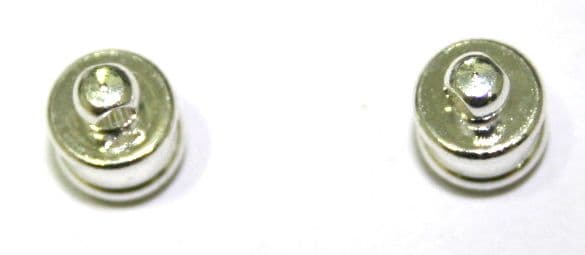 2pcs x magnetic clasp - ribbed barrel - silver plated - 9010045