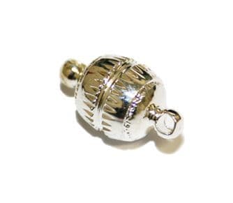 2pcs x oval ribbed magnetic clasp – silver plated – WC231 – S.F - 4002054