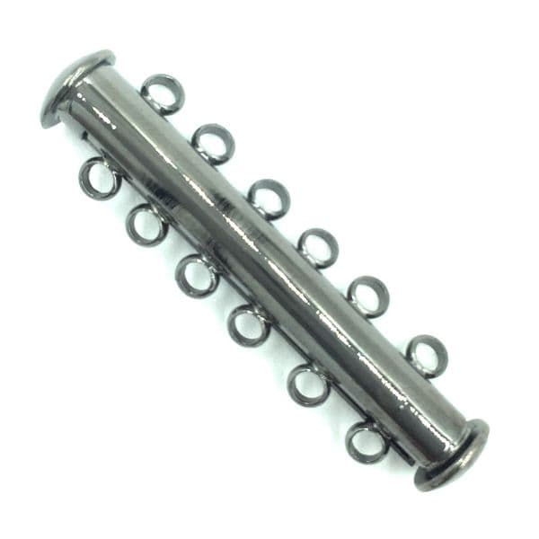 3 x 6 strand gun metal magnetic sliding cylinder clasp 35mm x 8mm