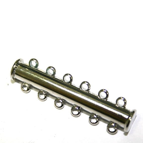 3 x 6 Strand Magnetic Sliding Clasps Rhodium Plated / White K - S.FC01