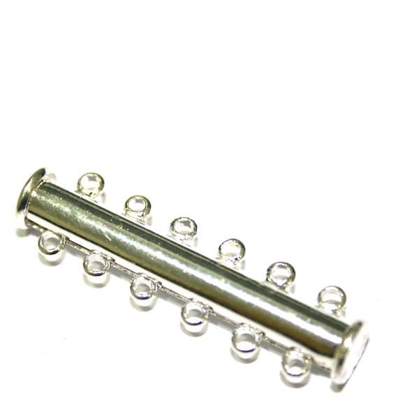 3 x 6 Strand Magnetic Sliding Clasps Silver Plated - S.FC01