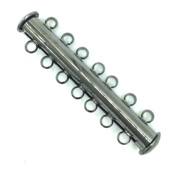 3 x 7 strand gun metal magnetic sliding cylinder clasp 40mm x 8mm