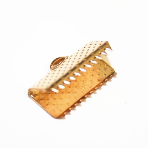 30pcs x 13mm Champagne gold colour ribbon end - C7003016