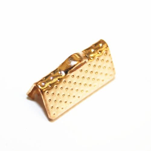 30pcs x 13mm Champagne gold colour ribbon end - C7003016