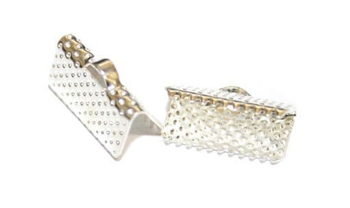 30pcs x 13mm silver plated ribbon end - C7003014