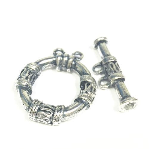 3sets x Antique silver plated toggle clasps - double strand - 9014004