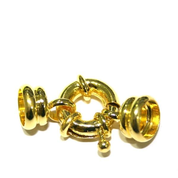 4 x 13mm gold plated ring clasp with 9mm attached cup - S.F06 – WA207 – 2801023