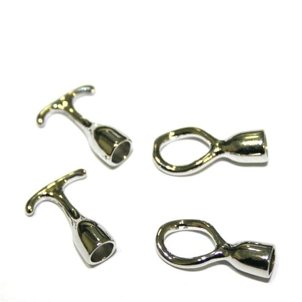 4 x 14mm Toggle clasp glue fitting rhodium plated - S.F04 - WA152 - 2502057