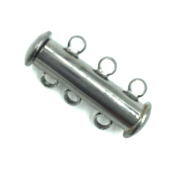 4 x 3 strand Gun metal magnetic sliding cylinder clasp 20x 8mm