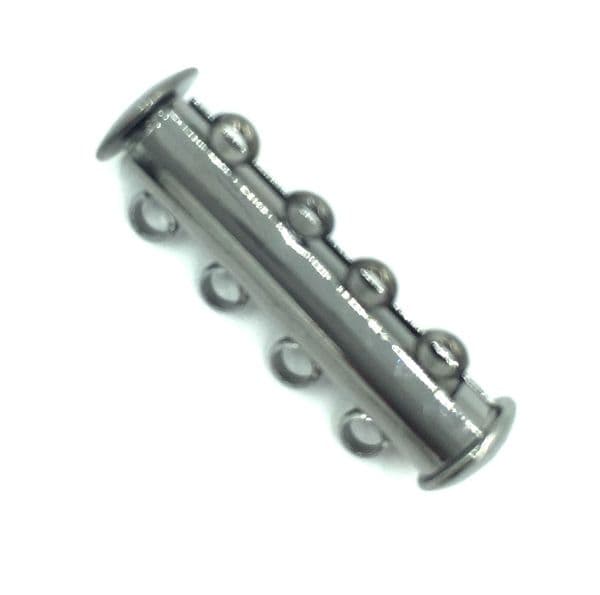4 x 4 strand gun metal magnetic sliding cylinder clasp 24mm x 8mm