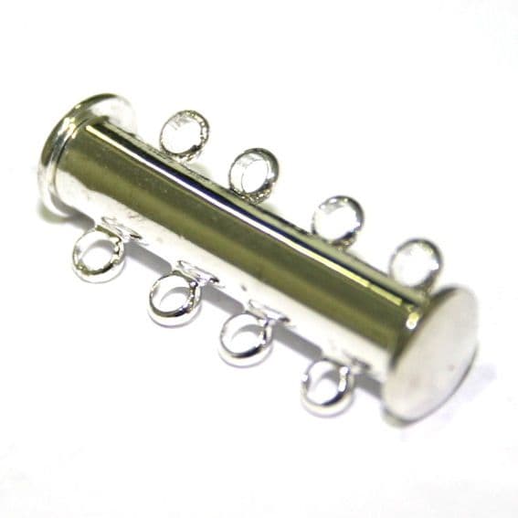 4 x 4 Strand Magnetic Sliding Clasps Silver Plated - S.F011 - 2503018