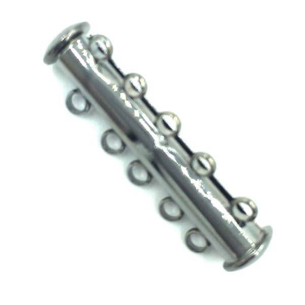 4 x 5 strand gun metal magnetic sliding cylinder clasp 30mm x 8mm