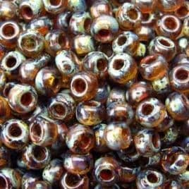 4505 SEED BEADS 8/0 PICASSO TRANSP LT.SMOKY TOPAZ