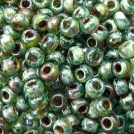 4506 SEED BEADS 8/0 PICASSO TRANSP OLIVINE