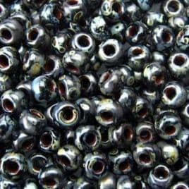 4511 SEED BEADS 8/0 PICASSO OPAQUE SMOKY BLACK