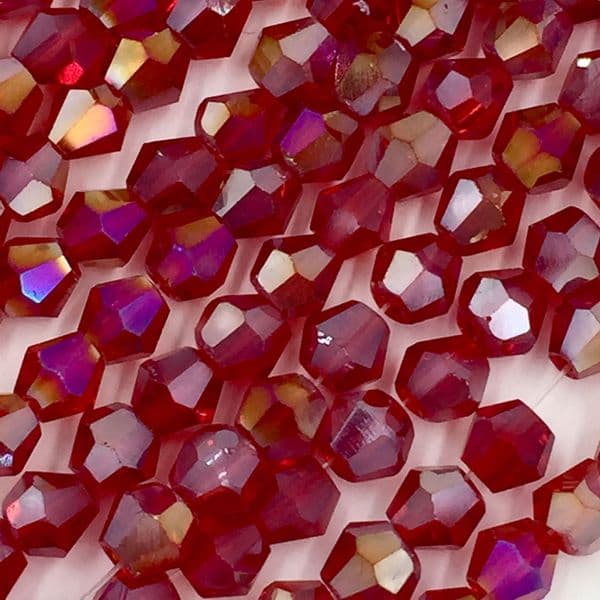 4mm crystal bicone beads - 100 pieces -  blood red AB - 8408 AB