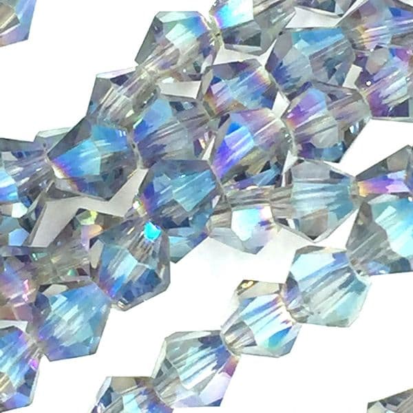 4mm crystal bicone beads - 100 pieces -  grey / blue AB