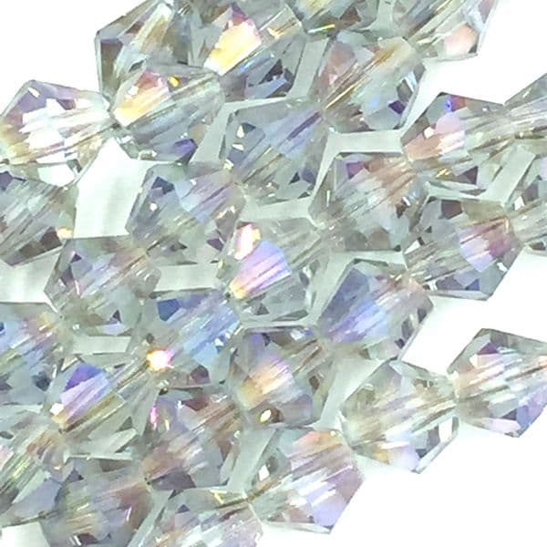 4mm crystal bicone beads - 100 pieces -  grey lilac AB