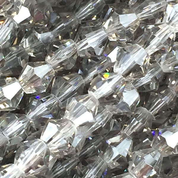 4mm crystal bicone beads - 100 pieces -  half grey / silver