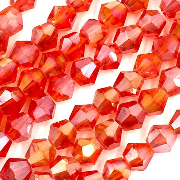 4mm crystal bicone beads - 100 pieces -  siam  red AB 8414 ab