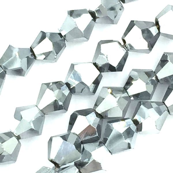 4mm crystal bicone beads - 100 pieces -  silver 8447