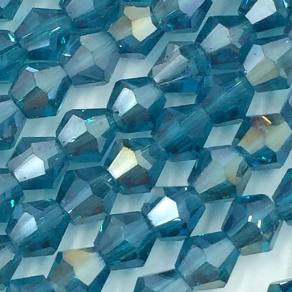 4mm crystal bicone beads - 100 pieces -  teal AB - 8449AB