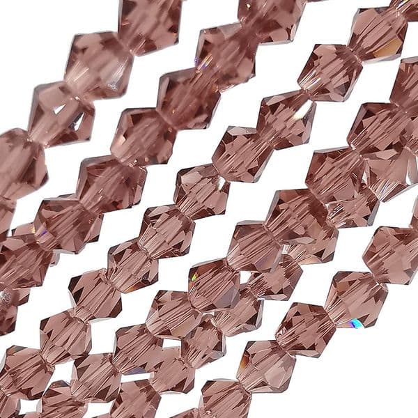 4mm Crystal Bicone Beads 100pcs Antique Rose
