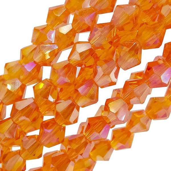 4mm Crystal Bicone Beads 100pcs Deep Orange AB
