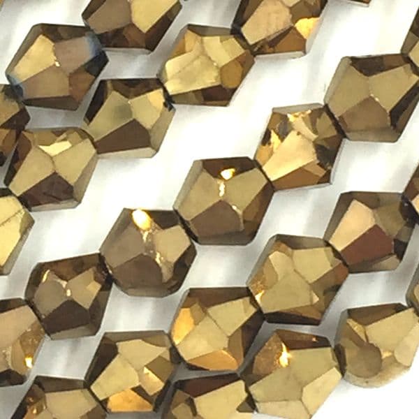 4mm crystal bicone beads - 80 pieces -  dark gold