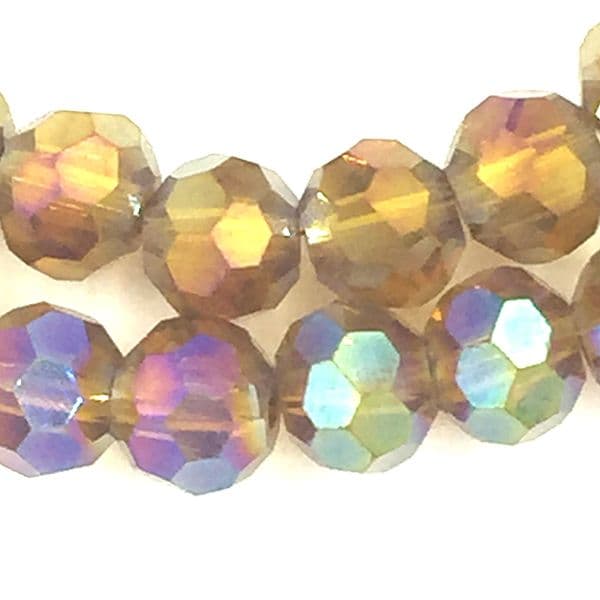 4mm  faceted round glass - crystal beads -- 90 pieces - amber AB