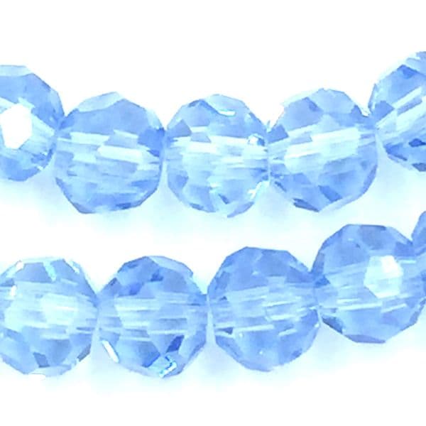 4mm  faceted round glass - crystal beads -- 90 pieces - Baby blue