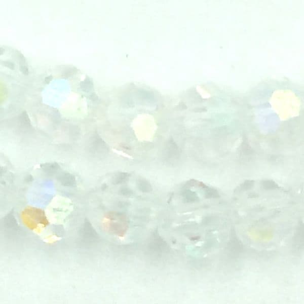4mm  faceted round glass - crystal beads -- 90 pieces -Clear AB 8442