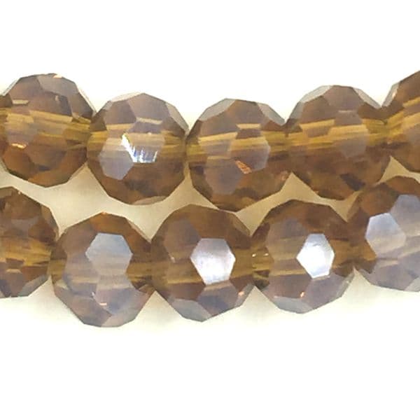 4mm  faceted round glass - crystal beads -- 90 pieces - Dark Amber