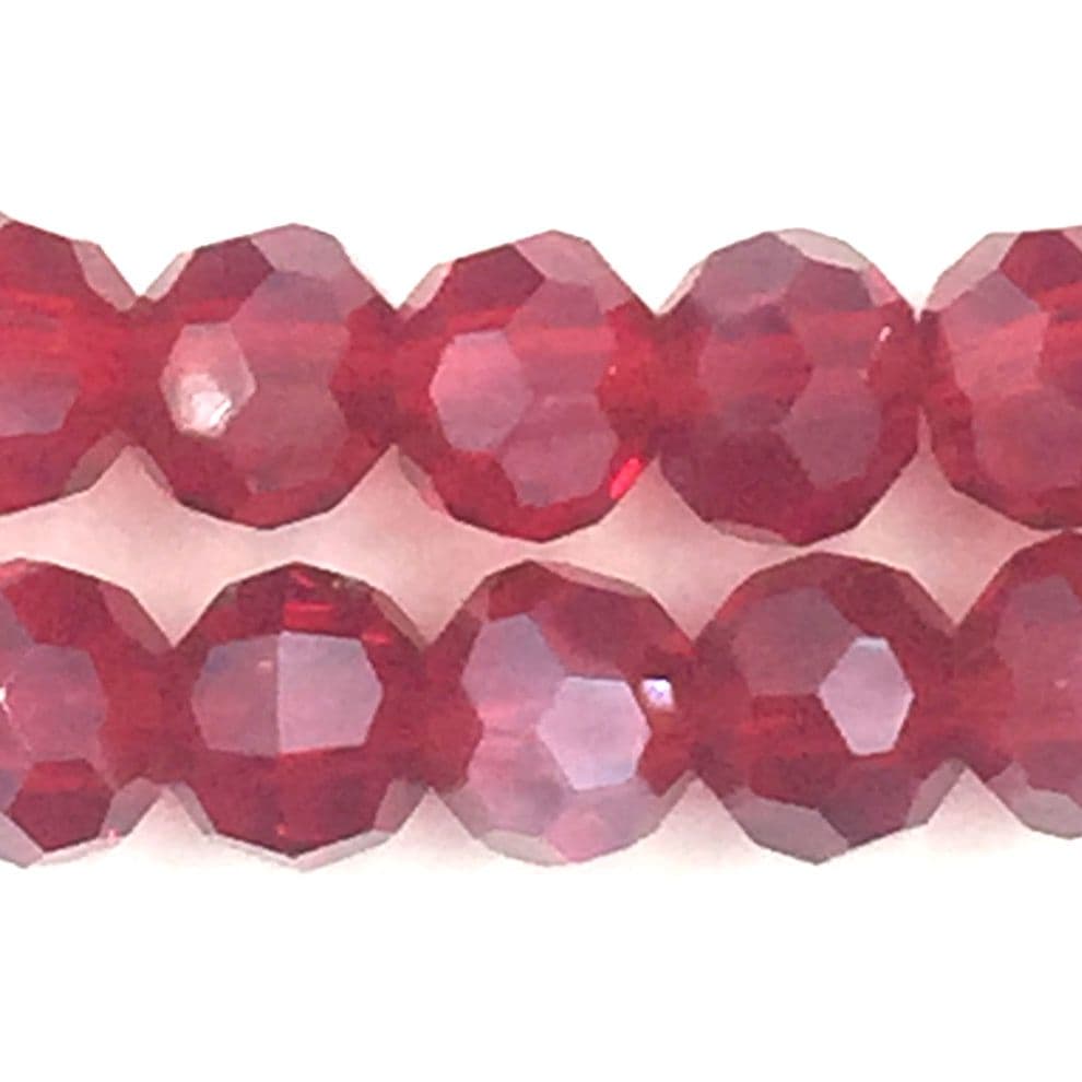 4mm faceted round glass crystal beads 90 pieces Dark red