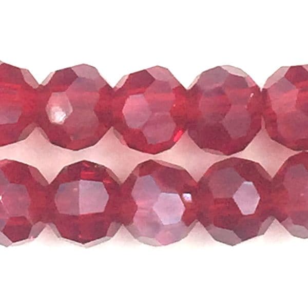 4mm  faceted round glass - crystal beads -- 90 pieces - Dark red