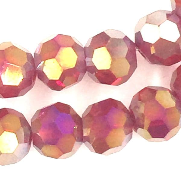 4mm  faceted round glass - crystal beads -- 90 pieces - Dark Red AB