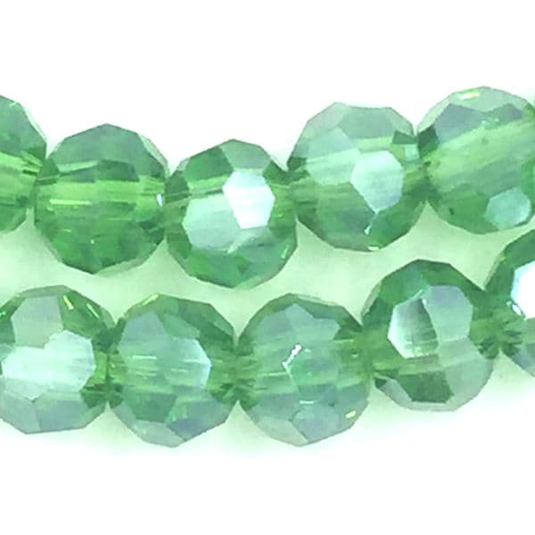 4mm  faceted round glass - crystal beads -- 90 pieces - emerald green 8420