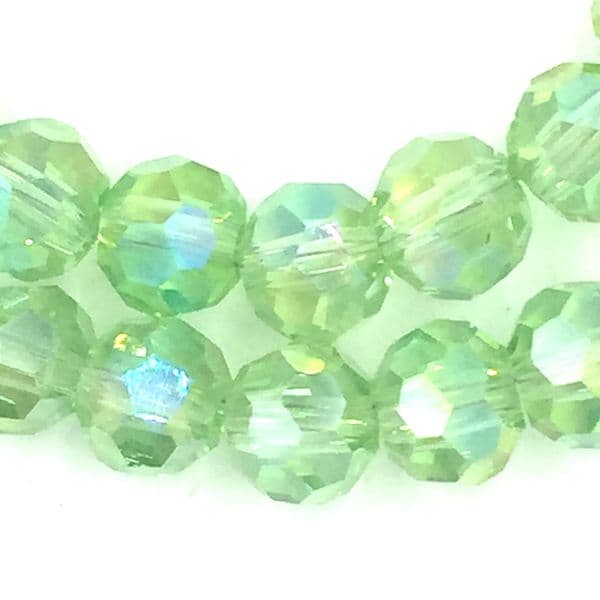 4mm  faceted round glass - crystal beads -- 90 pieces - Green AB