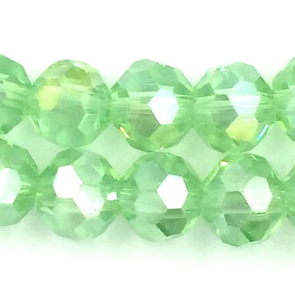 4mm  faceted round glass - crystal beads -- 90 pieces - Light Green 8424