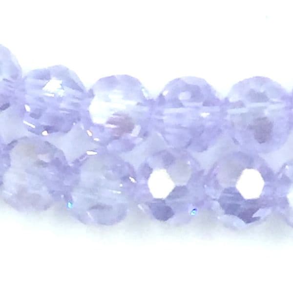 4mm  faceted round glass - crystal beads -- 90 pieces - Lilac