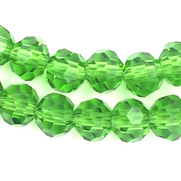 4mm  faceted round glass - crystal beads -- 90 pieces - Peridot 8409