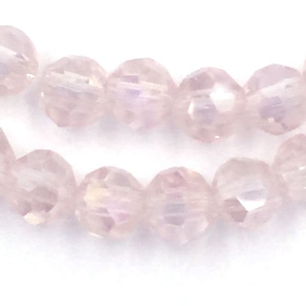 4mm  faceted round glass - crystal beads -- 90 pieces - Pink AB