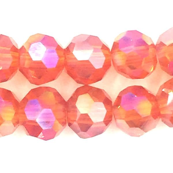 4mm  faceted round glass - crystal beads -- 90 pieces - red - light siam AB