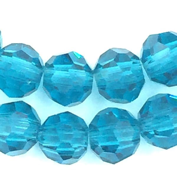 4mm  faceted round glass - crystal beads -- 90 pieces - Teal 8433
