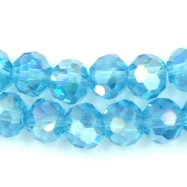 4mm  faceted round glass - crystal beads -- 90 pieces - Turquoise AB