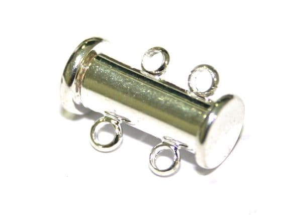 4pcs x 2 Strand Magnetic Sliding Clasps Silver Plated 0 8010053