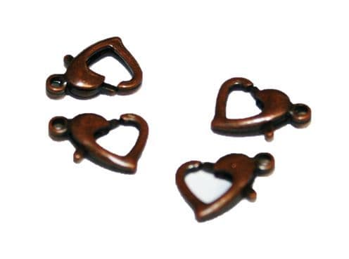 4pcs X antique copper colour heart clasp - S.F – WC190 - 4000016